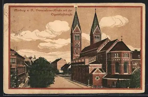AK Marburg a. D., Franziskaner-Kirche mit der Tegetthoffstrasse