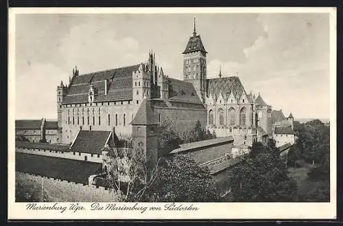 AK Marienburg, Die Ordensburg von Südosten betrachtet