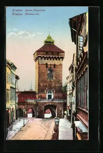 AK Krakau-Krakow, Strasse unter dem Florianer Tor