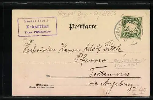 AK Erharting, Ortsansicht mit Feldern