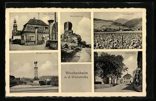AK Wachenheim a. d. Weinstrasse, Alte Münze, Wachtenburg, Kriegerdenkmal