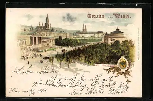 Künstler-AK Wien I, Ringstrasse, Strassenbahn auf dem Franzensring