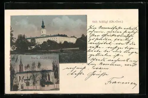 AK Schlägl, Stiftsgebäude und Maria Anger-Kirche