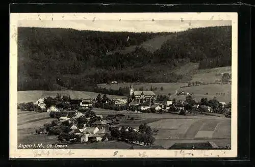 AK Aigen i. M., Ortsansicht aus der Vogelschau