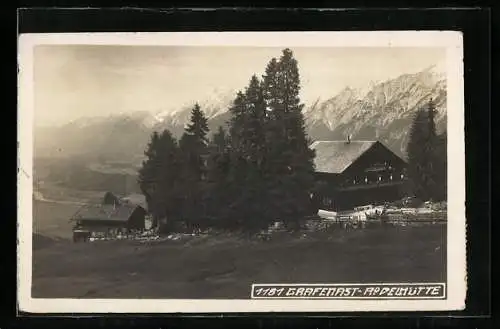AK Schwaz /Tirol, Die Grafenast-Rodelhütte in den Bergen
