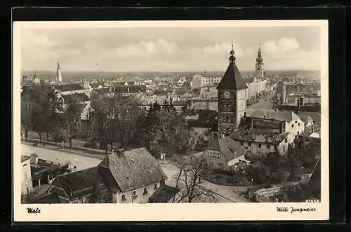 AK Wels, Ortsansicht aus der Vogelschau