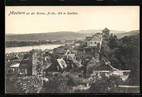 AK Mautern a. d. Donau, Blick auf den Ort