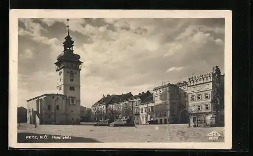 AK Retz /N.-Ö., Hauptplatz mit Kirche