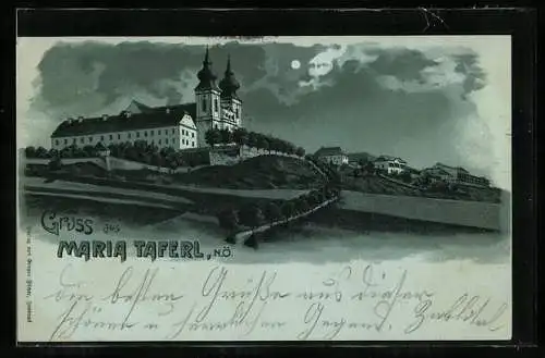 Mondschein-Lithographie Maria Taferl /N.-Ö., Wallfahrtskirche