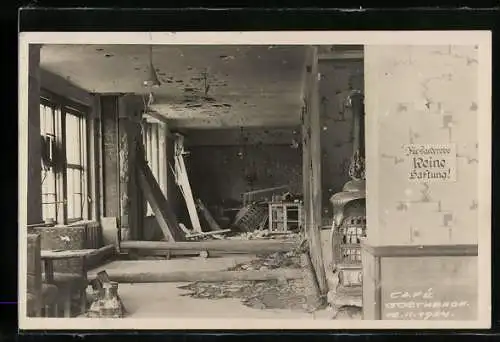 AK Wien, Zerstörtes Cafe Goethehof, Innenansicht