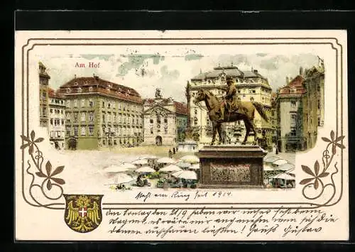 Lithographie Wien I, Am Hof, Am Hof mit Denkmal und Café