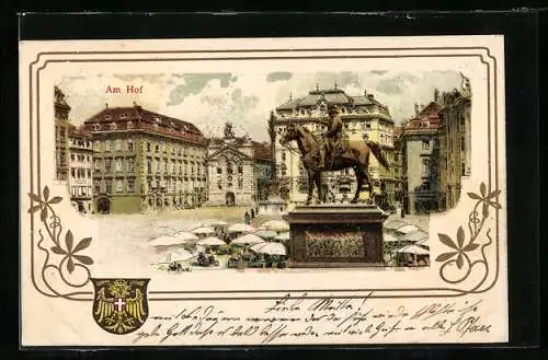 Lithographie Wien I, Am Hof, Am Hof mit Denkmal und Café