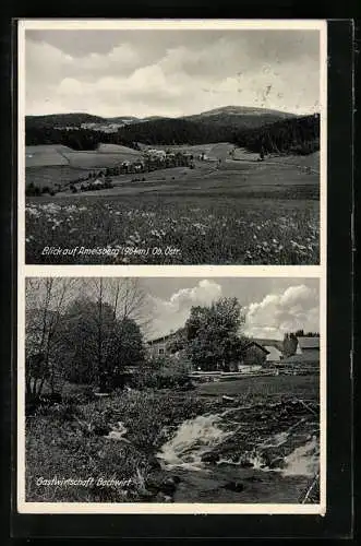 AK Lengau /Innviertel, Ameisberg, Gastwirtschaft Bachwirt, Blick auf den Ort
