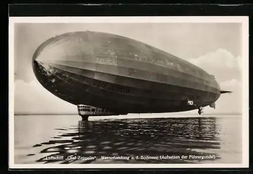 AK Luftschiff Graf Zeppelin, Wasserlandung auf dem Bodensee