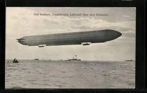 AK lenkbares Zeppelin`sches Luftschiff über dem Bodensee