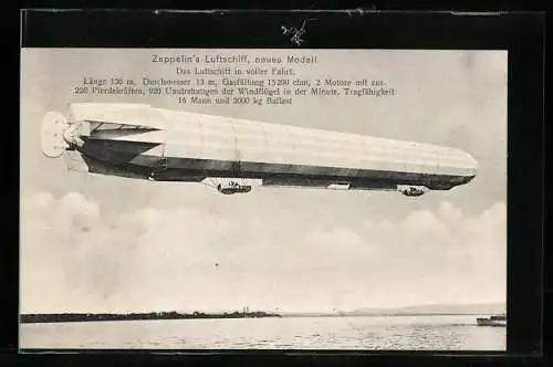 AK Zeppelins Luftschiff, neues Modell in der Luft