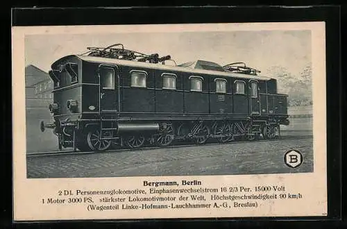 AK Elektrische Personenzuglokomotive von Bergmann