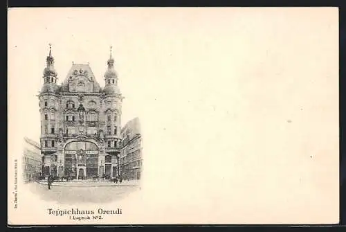 AK Wien, Teppichhaus Orendi, Lugeck 2, Frontansicht