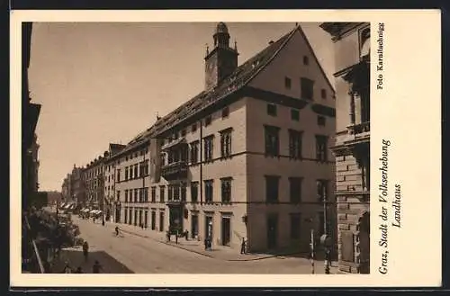AK Graz, Strassenpartie mit Landhaus