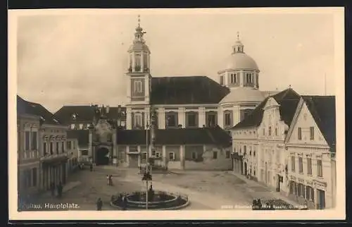 AK Pöllau, Hauptplatz mit Passanten
