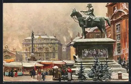 Künstler-AK Wien, Am Hof mit Radetzky-Denkmal