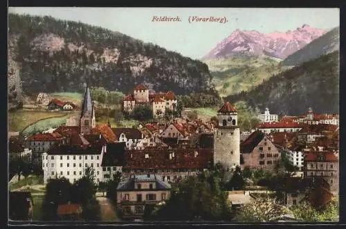 AK Feldkirch /Vorarlberg, Ortsansicht mit Bergpanorama