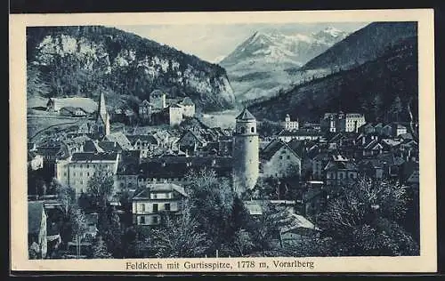 AK Feldkirch /Vorarlberg, Ortsansicht mit Gurtisspitze