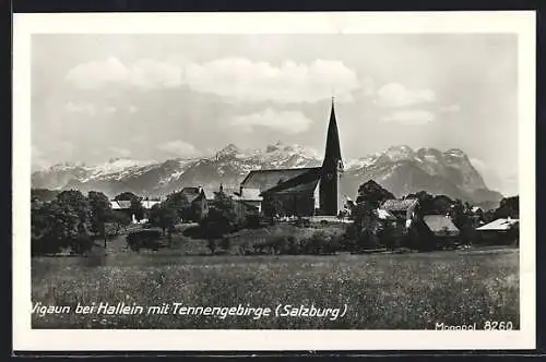 AK Vigaun bei Hallein, Kirche mit Tennengebirge