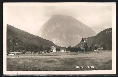 AK Scheffau, Ortsansicht mit Kirche