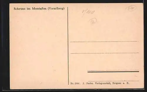 AK Schruns im Montafon, Ortsansicht mit Bergmassiv