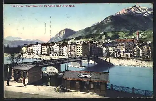 AK Innsbruck, Innbrücke mit Mariahilf und Brandjoch