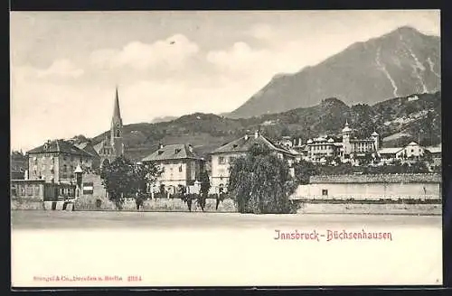 AK Innsbruck-Büchsenhausen, Ortspartie mit Kirche