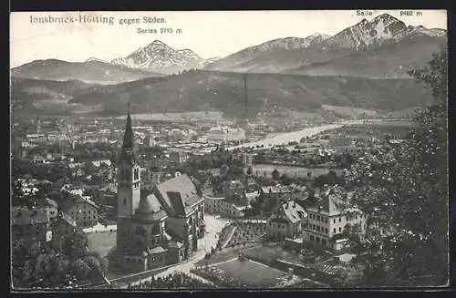 AK Innsbruck-Hötting, Stadtansicht gegen Süden