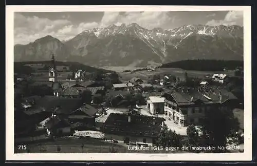 AK Igls, Ortsansicht gegen die Innsbrucker Nordkette