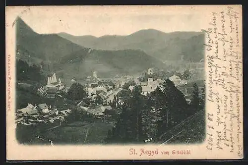 AK St. Aegyd, Ortsansicht vom Grünbichl