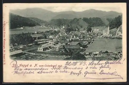 AK St. Aegyd a. N., Ortsansicht vom Osterkogel aus
