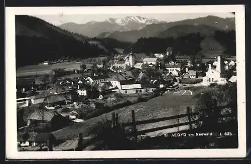 AK St. Aegyd am Neuwald, Ortsansicht gegen die Berge