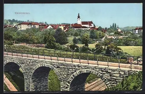 AK Friedberg, Teilansicht mit Brücke