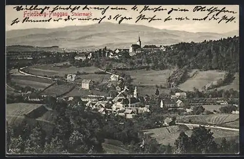 AK Friedberg-Pinggau /Steiermark, Teilansicht mit Kirche