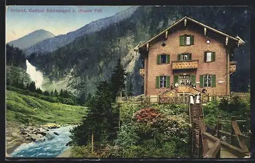AK Krimml, Gasthof Schönangerl u. Oberer Fall