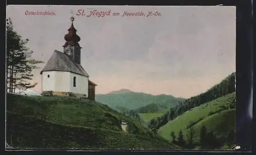 AK St. Aegyd am Neuwalde, Panorama mit Osterkirchlein