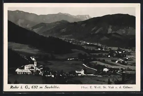 AK Rohr im Gebirge, Panorama mit Kirche