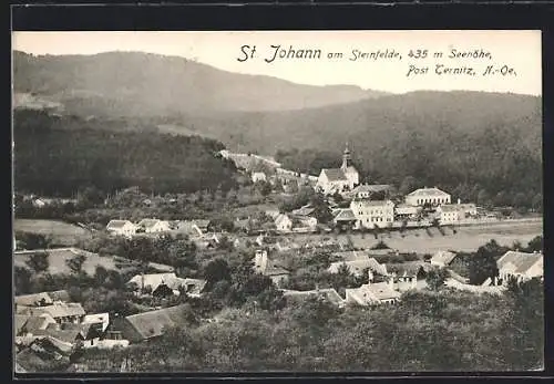 AK St. Johann am Steinfelde /Ternitz, Teilansicht mit Kirche