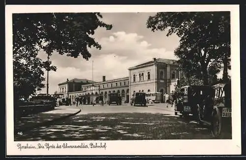 AK Pforzheim, Strassenpartie am Bahnhof