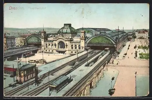 AK Dresden, Blick zum Hauptbahnhof