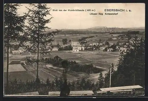 AK Ebersbach i. S., Blick von der Humboldtbaude, Löbauer Berg, Kottmarsdorf