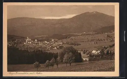 AK Bayr. Eisenstein, Ortsansicht mit Arber