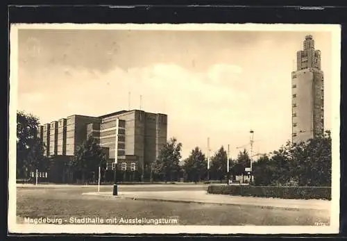 AK Magdeburg, Stadthalle mit Ausstellungsturm