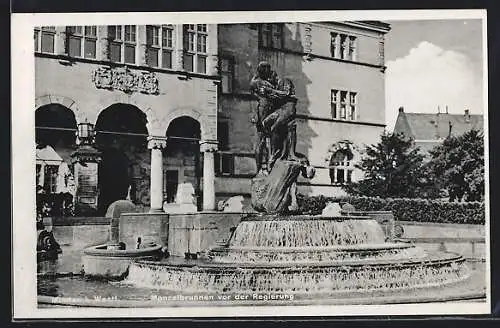 AK Minden i. Westf., Manzelbrunnen vor der Regierung