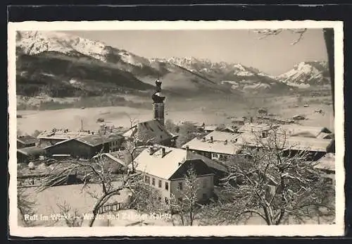 AK Reit im Winkl, Ortsansicht mit Wilder und Zahmer Kaiser